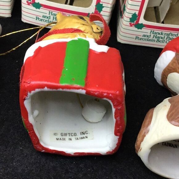 Ornaments set of 3 vintage hand painted and crafted animal bell ornaments by Gif - Picture 9 of 10